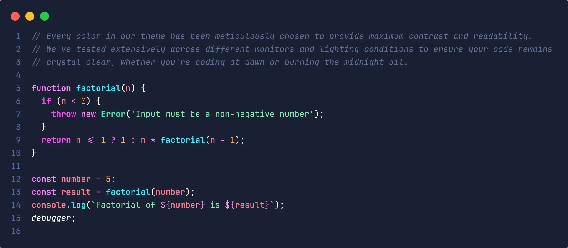 JavaScript code example